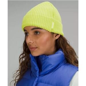 NWOT Lululemon Yellow Close-Fit Wool-Blend Ribbed Knit Beanie Hat, Unisex L/XL